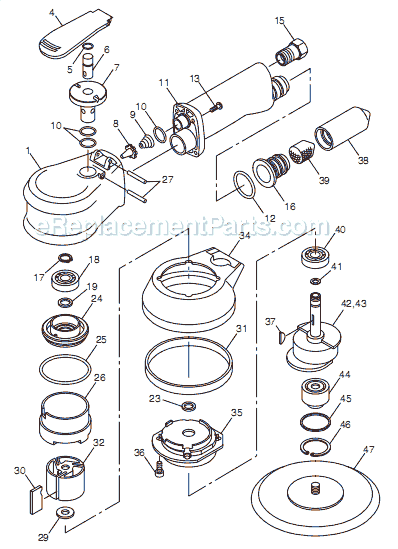 Page A Diagram and Parts List for CP763 T024720 Chicago Pneumatic Sander